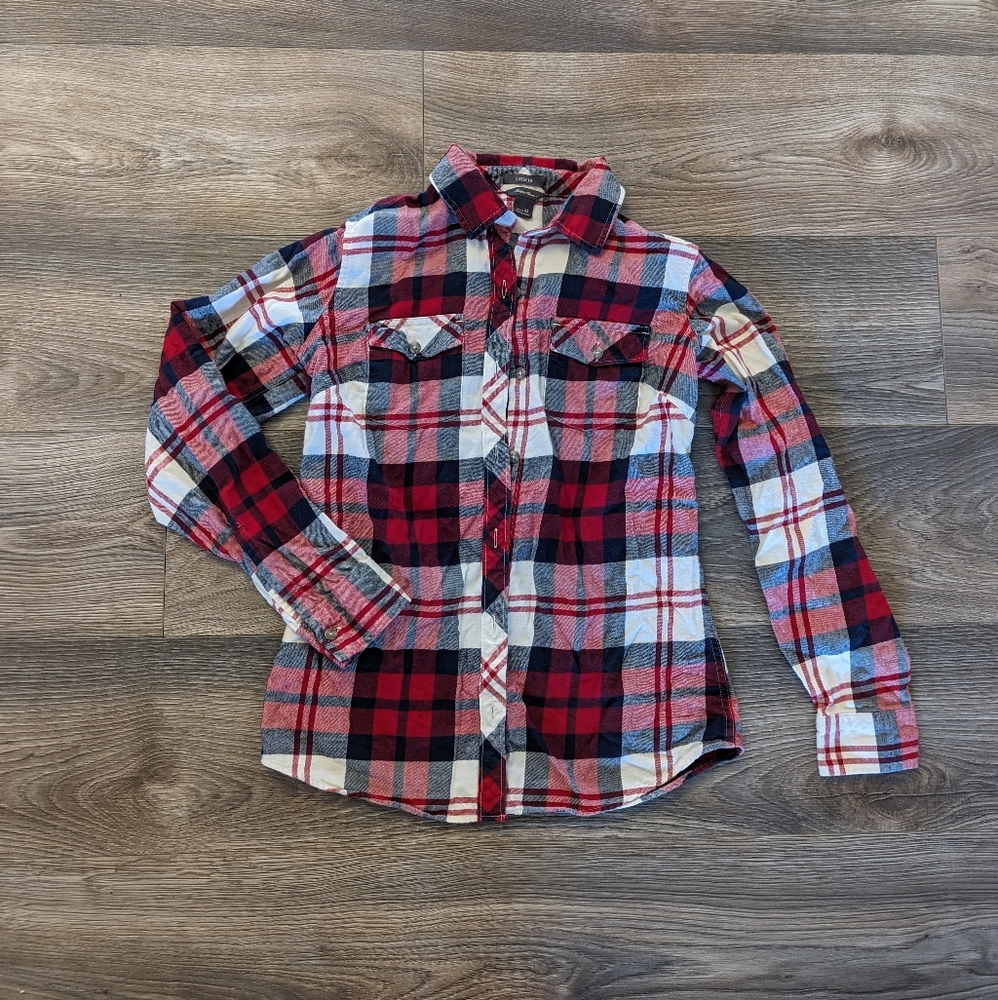 Eddie Bauer Red and White Flannel Shirt